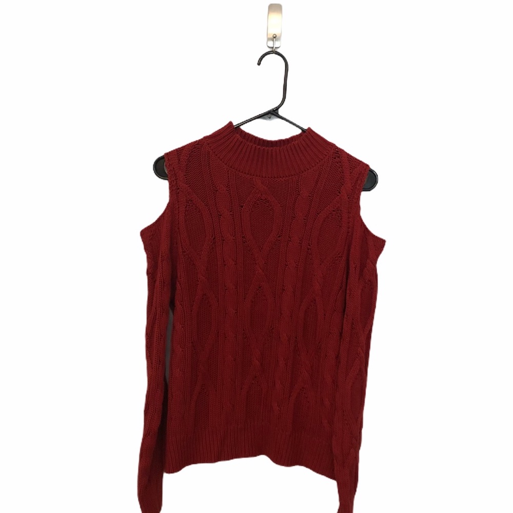 Maroon Cold Shoulder Sweater